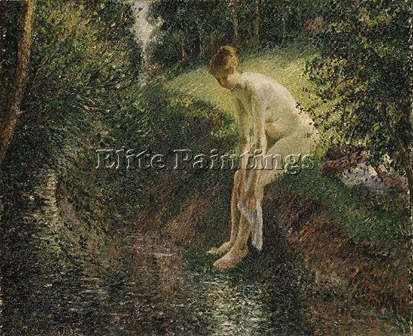 CAMILLE PISSARRO BATHER IN THE WOODS 1895 ARTIST PAINTING REPRODUCTION HANDMADE