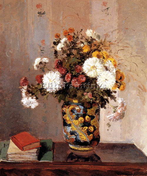 CAMILLE PISSARRO CHRYSANTHEMUMS IN A CHINESE VASE ARTIST PAINTING REPRODUCTION