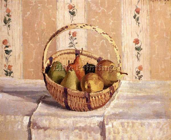 CAMILLE PISSARRO STILL LIFE APPLES AND PEARS IN A ROUND BASKET PAINTING HANDMADE