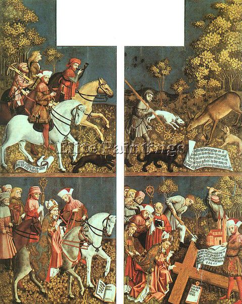 GERMAN POLLING PANELS MASTER OF THE GERMAN ACTIVE 1439 1452 2 PAINTING HANDMADE