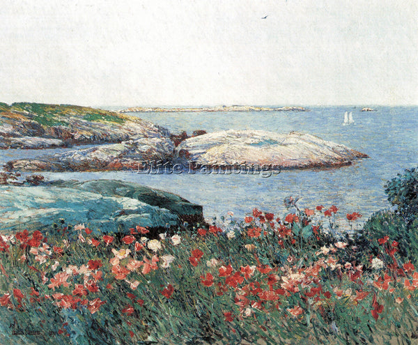 HASSAM POPPIES ISLES OF SHOALS 1  ARTIST PAINTING REPRODUCTION HANDMADE OIL DECO