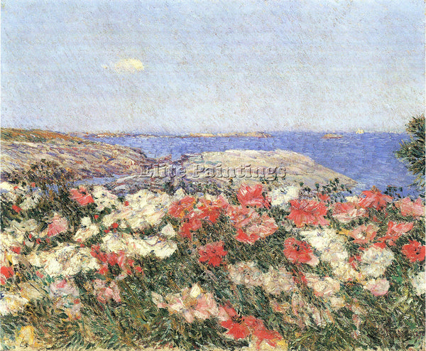 HASSAM POPPIES ON THE ISLES OF SHOALS ARTIST PAINTING REPRODUCTION HANDMADE OIL