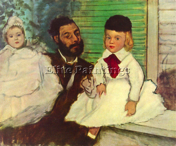 DEGAS PORTRAIT OF COUNT LEPIC AND HIS DAUGHTERS ARTIST PAINTING REPRODUCTION OIL