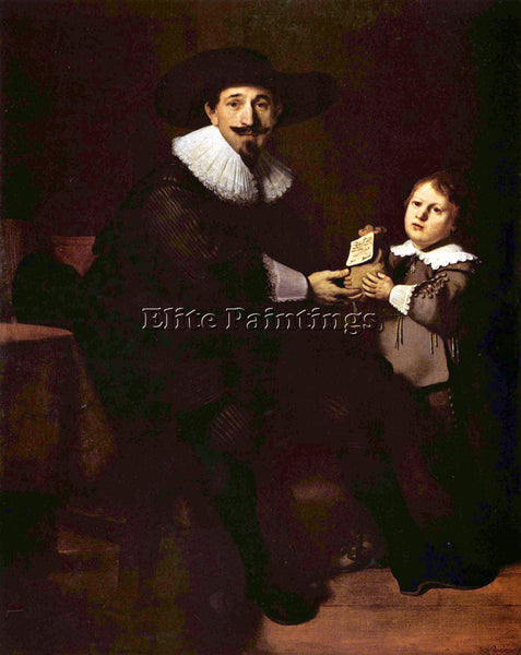 REMBRANDT PORTRAIT OF JAN AND HIS SON PELLICORNE ARTIST PAINTING HANDMADE CANVAS