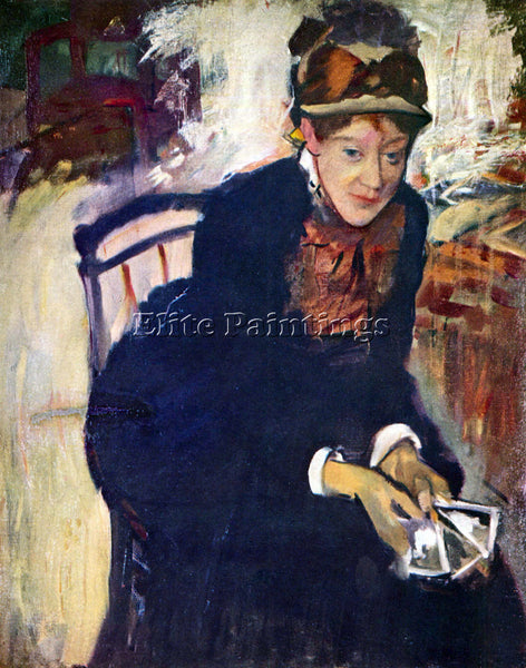 DEGAS PORTRAIT OF MISS CASSATT HOLDING THE CARDS ARTIST PAINTING HANDMADE CANVAS