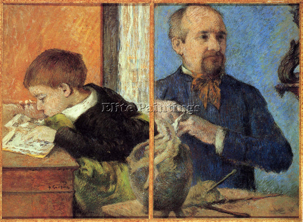 GAUGUIN PORTRAIT OF SCULPTOR WITH SON ARTIST PAINTING REPRODUCTION HANDMADE OIL