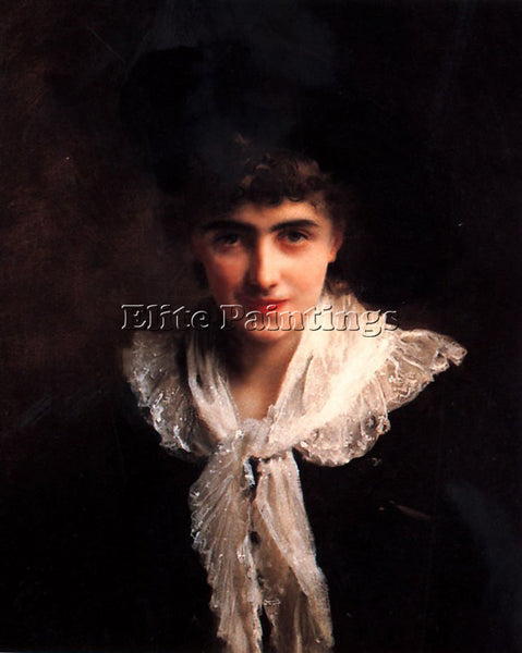GUSTAVE JEAN JACQUET PORTRAIT OF A GENTLEWOMAN ARTIST PAINTING REPRODUCTION OIL
