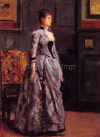 ALFRED STEVENS PORTRAIT OF A WOMAN IN BLUE ARTIST PAINTING REPRODUCTION HANDMADE