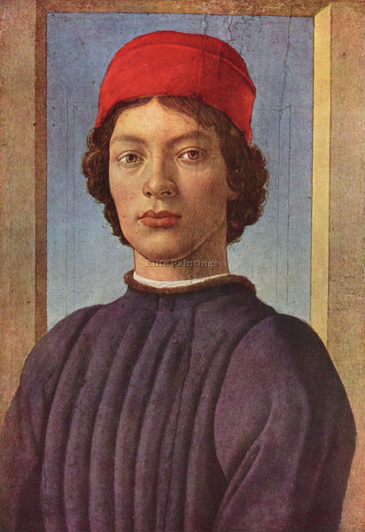 BOTTICELLI PORTRAIT OF A YOUNG MAN WITH RED HAT 2 ARTIST PAINTING REPRODUCTION