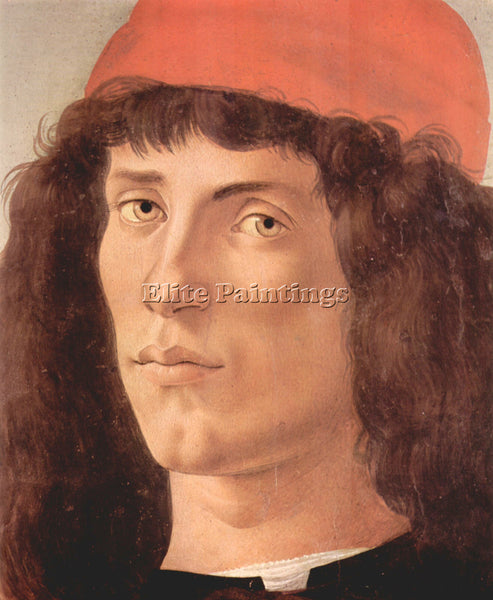 BOTTICELLI PORTRAIT OF A YOUNG MAN WITH RED HAT ARTIST PAINTING REPRODUCTION OIL