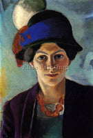 MACKE PORTRAIT OF THE WIFE OF THE ARTIST WITH A HAT ARTIST PAINTING REPRODUCTION