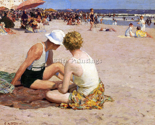 EDWARD POTTHAST A SUMMER VACATION ARTIST PAINTING REPRODUCTION HANDMADE OIL DECO