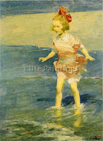 EDWARD POTTHAST IN THE SURF ARTIST PAINTING REPRODUCTION HANDMADE OIL CANVAS ART