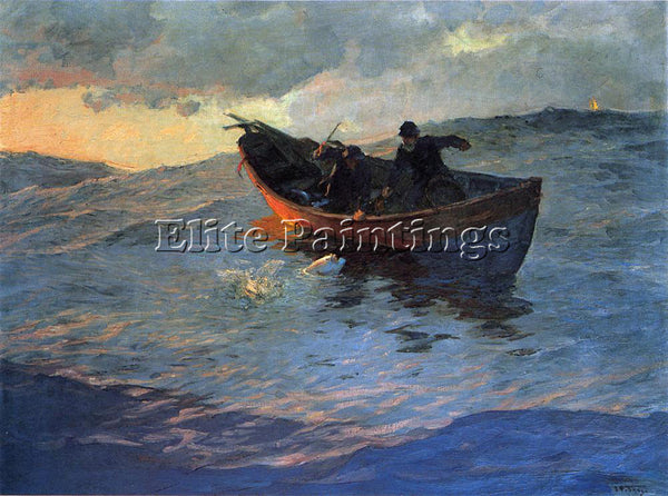 EDWARD POTTHAST STRUGGLE FOR THE CATCH ARTIST PAINTING REPRODUCTION HANDMADE OIL