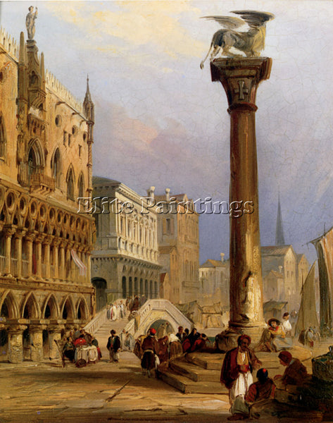 EDWARD PRITCHETT A VIEW OF ST MARKS COLUMN AND THE DOGES PALACE VENICE PAINTING