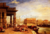 EDWARD PRITCHETT LOOKING TO ST MARKS SQUARE FROM THE DOGANA ARTIST PAINTING OIL