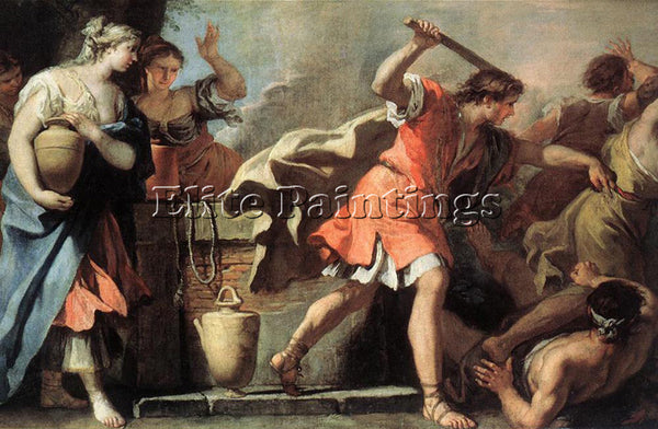 SEBASTIANO RICCI MOSES DEFENDING THE DAUGHTERS OF JETHRO ARTIST PAINTING CANVAS