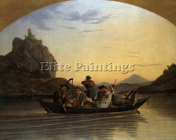 ADRIAN LUDWIG RICHTER CROSSING THE ELBE AT AUSSIG ARTIST PAINTING REPRODUCTION