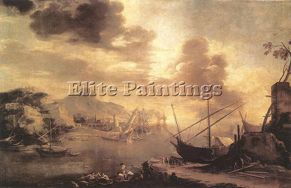 SALVATOR ROSA VIEW OF THE GULF OF SALERNO ARTIST PAINTING REPRODUCTION HANDMADE