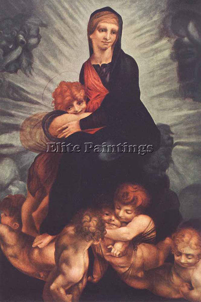 ROSSO FIORENTINO MADONNA AND CHILD WITH PUTTI ARTIST PAINTING REPRODUCTION OIL