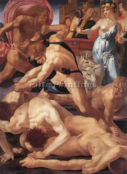 ROSSO FIORENTINO MOSES DEFENDING THE DAUGHTERS OF JETHRO ARTIST PAINTING CANVAS