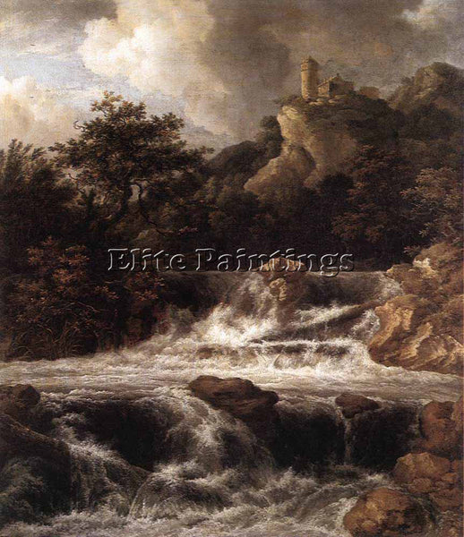 JACOB VAN RUISDAEL WATERFALL WITH CASTLE BUILT ON THE ROCK ARTIST PAINTING REPRO
