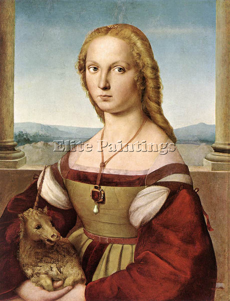 RAPHAEL LADY WITH A UNICORN ARTIST PAINTING REPRODUCTION HANDMADE OIL CANVAS ART