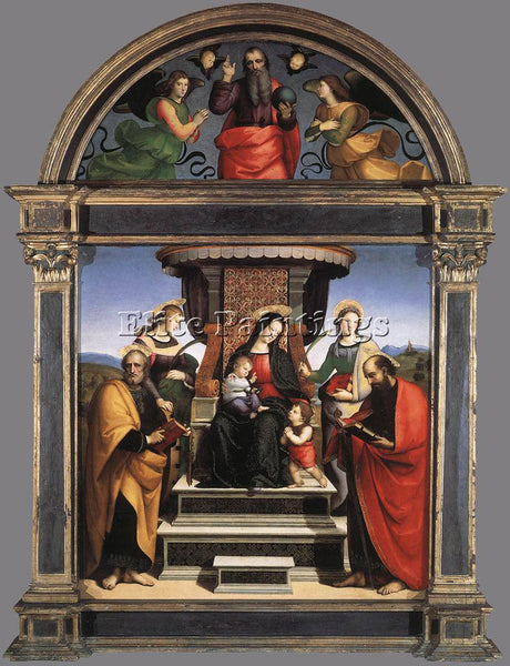 RAPHAEL MADONNA AND CHILD ENTHRONED WITH SAINTS C1504 ARTIST PAINTING HANDMADE