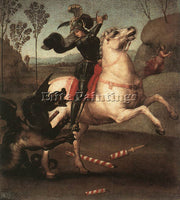 RAPHAEL ST GEORGE FIGHTING THE DRAGON ARTIST PAINTING REPRODUCTION HANDMADE OIL