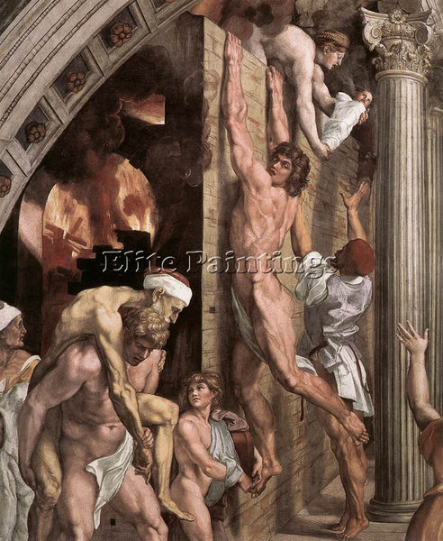 RAPHAEL THE FIRE IN THE BORGO DETAIL1 ARTIST PAINTING REPRODUCTION HANDMADE OIL