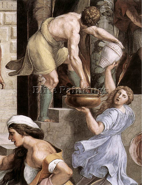 RAPHAEL THE FIRE IN THE BORGO DETAIL2 ARTIST PAINTING REPRODUCTION HANDMADE OIL