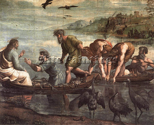 RAPHAEL THE MIRACULOUS DRAUGHT OF FISHES ARTIST PAINTING REPRODUCTION HANDMADE