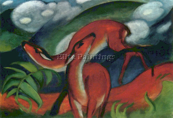 FRANZ MARC RED DEER II ARTIST PAINTING REPRODUCTION HANDMADE CANVAS REPRO WALL