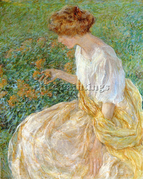 ROBERT REID THE YELLOW FLOWER AKA THE ARTIST S WIFE IN THE GARDEN ARTIST CANVAS