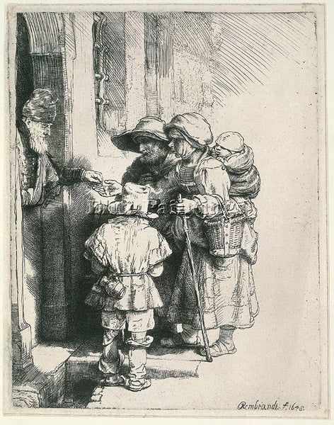 REMBRANDT BEGGARS AT THE DOOR 1648 ARTIST PAINTING REPRODUCTION HANDMADE OIL ART