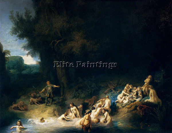 REMBRANDT DIANA BATHING WITH THE STORIES OF ACTAEON AND CALLISTO ARTIST PAINTING