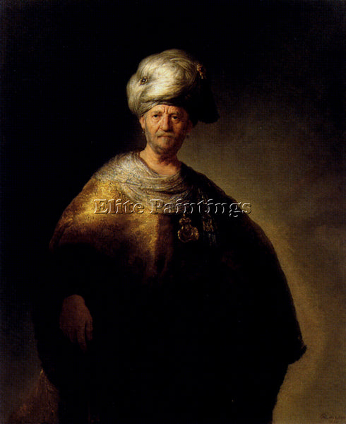 REMBRANDT MAN IN ORIENTAL DRESS ARTIST PAINTING REPRODUCTION HANDMADE OIL CANVAS