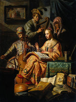 REMBRANDT MUSICAL ALLEGORY ARTIST PAINTING REPRODUCTION HANDMADE OIL CANVAS DECO