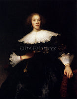 REMBRANDT PORTRAIT OF A YOUNG WOMAN WITH A FAN ARTIST PAINTING REPRODUCTION OIL