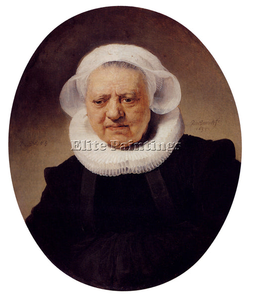 REMBRANDT PORTRAIT OF AN EIGHTY THREE YEAR OLD WOMAN ARTIST PAINTING HANDMADE