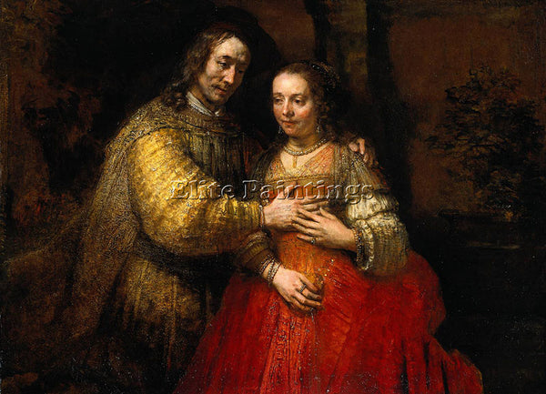REMBRANDT PORTRAIT TWO FIGURES FROM OLD TESTAMENT KNOWN AS JEWISH BRIDE PAINTING