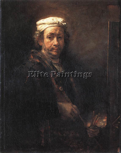REMBRANDT PORTRAIT OF THE ARTIST AT HIS EASEL 1660 ARTIST PAINTING REPRODUCTION
