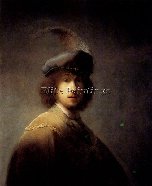 REMBRANDT SELF PORTRAIT IN A PLUMED HAT ARTIST PAINTING REPRODUCTION HANDMADE