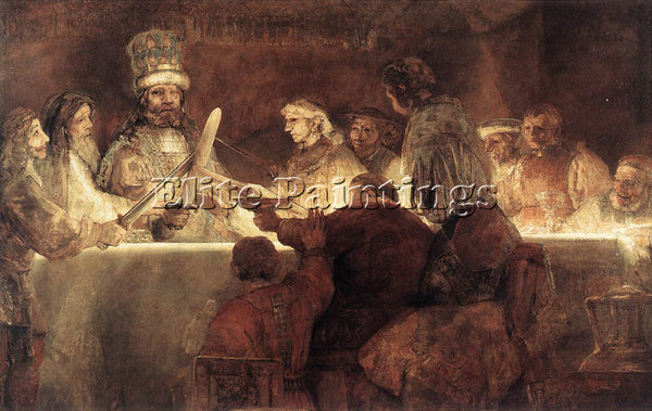 REMBRANDT THE CONSPIRATION OF THE BATAVES ARTIST PAINTING REPRODUCTION HANDMADE