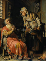 REMBRANDT TOBIT AND ANNA WITH A KID ARTIST PAINTING REPRODUCTION HANDMADE OIL