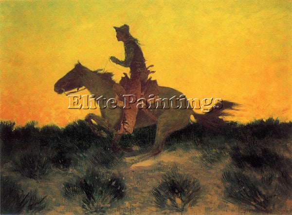 FREDERIC REMINGTON AGAINST THE SUNSET ARTIST PAINTING REPRODUCTION HANDMADE OIL