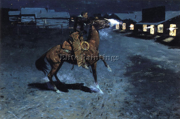 FREDERIC REMINGTON AN ARGUEMENT WITH THE TOWN MARSHALL ARTIST PAINTING HANDMADE