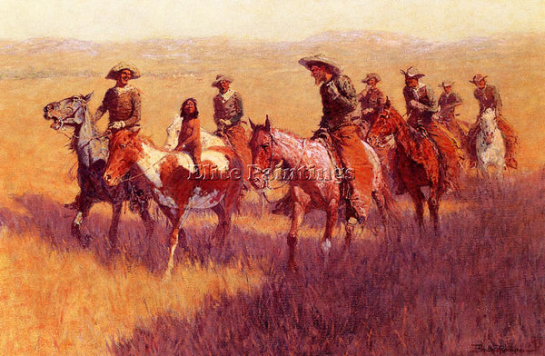 FREDERIC REMINGTON AN ASSAULT ON HIS DIGNITY ARTIST PAINTING HANDMADE OIL CANVAS