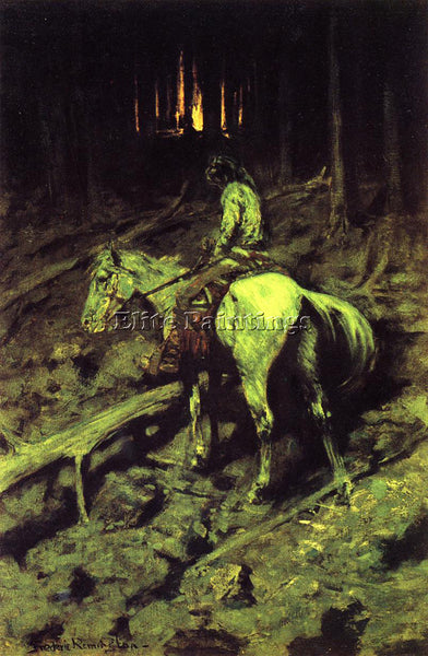 FREDERIC REMINGTON APACHE FIRE SIGNAL ARTIST PAINTING REPRODUCTION HANDMADE OIL