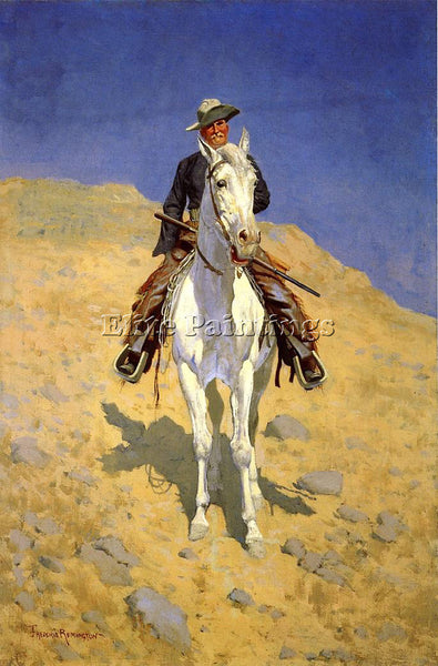 FREDERIC REMINGTON SELF PORTRAIT ON A HORSE ARTIST PAINTING HANDMADE OIL CANVAS